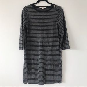 LOFT Gray Striped Shift Dress